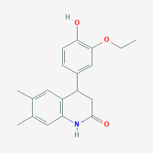 molecular formula C19H21NO3 B10814075 4-(3-ethoxy-4-hydroxyphenyl)-6,7-dimethyl-3,4-dihydroquinolin-2(1H)-one 