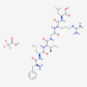 (2S)-2-[[(2S)-2-[[2-[[(2S,3S)-2-[[(2R)-2-[[(2S)-2-amino-3-phenylpropanoyl]amino]-3-sulfanylpropanoyl]amino]-3-methylpentanoyl]amino]acetyl]amino]-5-(diaminomethylideneamino)pentanoyl]amino]-4-methylpentanoic acid;2,2,2-trifluoroacetic acid