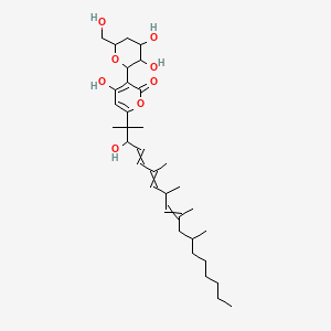 3-[3,4-Dihydroxy-6-(hydroxymethyl)oxan-2-yl]-4-hydroxy-6-(3-hydroxy-2,6,8,10,12-pentamethyloctadeca-4,6,9-trien-2-yl)pyran-2-one