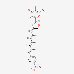 2-methoxy-3,5-dimethyl-6-[(2S,4Z)-4-[(2E,4E,6E)-2,4,6-trimethyl-7-(4-nitrophenyl)hepta-2,4,6-trienylidene]oxolan-2-yl]pyran-4-one