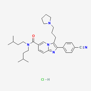 2-(4-cyanophenyl)-N,N-bis(3-methylbutyl)-3-(3-pyrrolidin-1-ylpropyl)imidazo[1,2-a]pyridine-6-carboxamide;hydrochloride