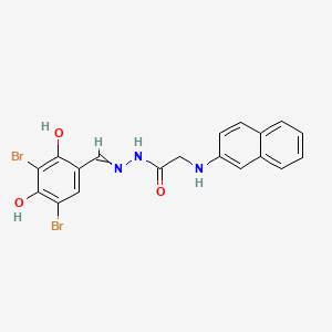 N'-[(3,5-dibromo-4-hydroxy-6-oxocyclohexa-2,4-dien-1-ylidene)methyl]-2-(naphthalen-2-ylamino)acetohydrazide