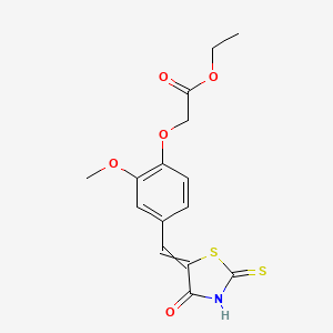 Ethyl 2-{2-methoxy-4-[(4-oxo-2-sulfanylidene-1,3-thiazolidin-5-ylidene)methyl]phenoxy}acetate