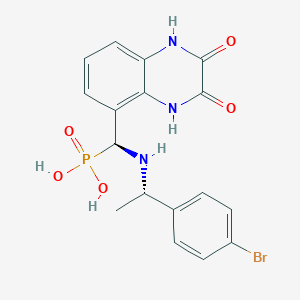 molecular formula C17H17BrN3O5P B10814456 [(S)-{[(1S)-1-(4-bromophenyl)ethyl]amino}(2,3-dioxo-1,2,3,4-tetrahydroquinoxalin-5-yl)methyl]phosphonic acid 