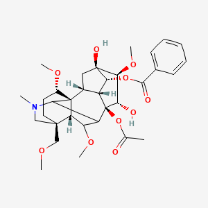 [(1S,2R,3R,4R,5R,6S,7S,8R,13S,16S,17R,18R)-8-acetyloxy-5,7-dihydroxy-6,16,18-trimethoxy-13-(methoxymethyl)-11-methyl-11-azahexacyclo[7.7.2.12,5.01,10.03,8.013,17]nonadecan-4-yl] benzoate