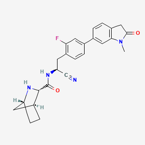 (1R,3S,4S)-N-[(1S)-1-cyano-2-[2-fluoro-4-(1-methyl-2-oxo-3H-indol-6-yl)phenyl]ethyl]-2-azabicyclo[2.2.1]heptane-3-carboxamide