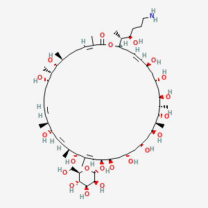 (3E,7S,8R,9S,10S,13E,15S,16S,17E,19S,20R,21E,23S,24R,26S,28S,30S,31S,32R,33S,34R,36S,38S,39E,42S)-42-[(2R,3R)-6-amino-3-hydroxyhexan-2-yl]-8,10,16,20,24,26,28,30,32,34,36,38-dodecahydroxy-3,7,9,15,19,21,31,33-octamethyl-23-[(2S,3S,4S,5S,6R)-3,4,5-trihydroxy-6-(hydroxymethyl)oxan-2-yl]oxy-1-oxacyclodotetraconta-3,13,17,21,39-pentaen-2-one