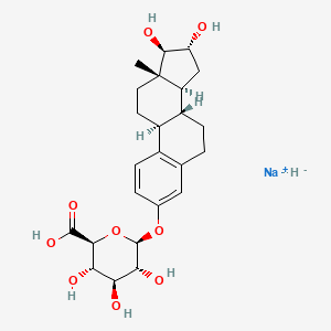 molecular formula C24H33NaO9 B10814779 sodium;(2S,3S,4S,5R,6S)-6-[[(8R,9S,13S,14S,16R,17R)-16,17-dihydroxy-13-methyl-6,7,8,9,11,12,14,15,16,17-decahydrocyclopenta[a]phenanthren-3-yl]oxy]-3,4,5-trihydroxyoxane-2-carboxylic acid;hydride 