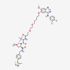 (2S,4R)-1-[(2S)-2-[3-[2-[5-[4-(3-chloro-4-fluoroanilino)-7-methoxyquinazolin-6-yl]oxypentoxy]ethoxy]propanoylamino]-3,3-dimethylbutanoyl]-4-hydroxy-N-[[4-(4-methyl-1,3-thiazol-5-yl)phenyl]methyl]pyrrolidine-2-carboxamide