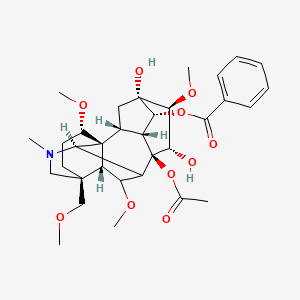 molecular formula C33H45NO10 B10814822 [(1S,2R,3R,4R,5S,6S,7S,8R,10R,13S,16S,17R,18R)-8-acetyloxy-5,7-dihydroxy-6,16,18-trimethoxy-13-(methoxymethyl)-11-methyl-11-azahexacyclo[7.7.2.12,5.01,10.03,8.013,17]nonadecan-4-yl] benzoate 