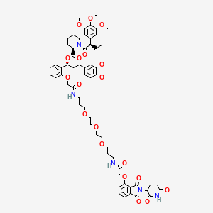 [(1S)-3-(3,4-dimethoxyphenyl)-1-[2-[2-[3-[2-[2-[3-[[2-[2-(2,6-dioxopiperidin-3-yl)-1,3-dioxoisoindol-4-yl]oxyacetyl]amino]propoxy]ethoxy]ethoxy]propylamino]-2-oxoethoxy]phenyl]propyl] (2R)-1-[(2R)-2-(3,4,5-trimethoxyphenyl)butanoyl]piperidine-2-carboxylate