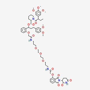 3-(3,4-Dimethoxyphenyl)-1-[2-({[3-(2-{2-[3-(2-{[2-(2,6-dioxopiperidin-3-yl)-1,3-dioxoisoindol-4-yl]oxy}acetamido)propoxy]ethoxy}ethoxy)propyl]carbamoyl}methoxy)phenyl]propyl 1-[2-(3,4,5-trimethoxyphenyl)butanoyl]piperidine-2-carboxylate