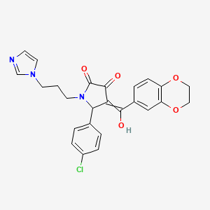 5-(4-chlorophenyl)-4-(2,3-dihydro-1,4-benzodioxine-6-carbonyl)-3-hydroxy-1-[3-(1H-imidazol-1-yl)propyl]-2,5-dihydro-1H-pyrrol-2-one