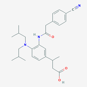 3-{4-[Bis(2-methylpropyl)amino]-3-[2-(4-cyanophenyl)acetamido]phenyl}butanoic acid