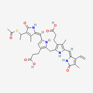 3-[5-[(E)-[4-(1-acetylsulfanylethyl)-3-methyl-5-oxopyrrol-2-ylidene]methyl]-2-[[3-(2-carboxyethyl)-5-[(Z)-(3-ethenyl-4-methyl-5-oxopyrrol-2-ylidene)methyl]-4-methyl-1H-pyrrol-2-yl]methyl]-1H-pyrrol-3-yl]propanoic acid