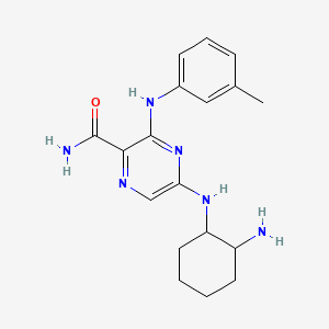 molecular formula C18H24N6O B10815190 5-[(2-Aminocyclohexyl)amino]-3-(3-methylanilino)pyrazine-2-carboxamide 