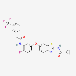 N-[6-(4-fluoro-3-{2-[3-(trifluoromethyl)phenyl]acetamido}phenoxy)-1,3-benzothiazol-2-yl]cyclopropanecarboxamide