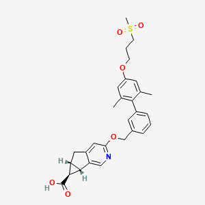 molecular formula C29H31NO6S B10815469 Cyclopropa(4,5)cyclopenta(1,2-C)pyridine-6-carboxylic acid, 3-((2',6'-dimethyl-4'-(3-(methylsulfonyl)propoxy)(1,1'-biphenyl)-3-yl)methoxy)-5,5a,6,6a-tetrahydro-, (5aR,6S,6aS)- CAS No. 1544739-75-4