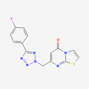 molecular formula C14H9FN6OS B10815849 7-((5-(4-Fluorophenyl)-2H-tetrazol-2-yl)methyl)-5H-thiazolo[3,2-a]pyrimidin-5-one 