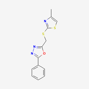 2-(((4-Methylthiazol-2-yl)thio)methyl)-5-phenyl-1,3,4-oxadiazole