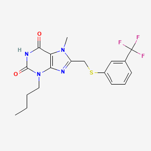 3-Butyl-7-methyl-8-(((3-(trifluoromethyl)phenyl)thio)methyl)-3,7-dihydro-1H-purine-2,6-dione