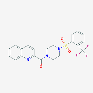 molecular formula C21H18F3N3O3S B10815916 Quinolin-2-yl(4-((2-(trifluoromethyl)phenyl)sulfonyl)piperazin-1-yl)methanone 