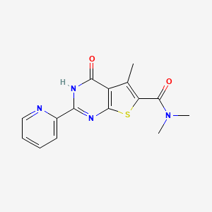 molecular formula C15H14N4O2S B10815923 N,N,5-trimethyl-4-oxo-2-pyridin-2-yl-3H-thieno[2,3-d]pyrimidine-6-carboxamide 