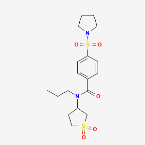 molecular formula C18H26N2O5S2 B10815957 N-(1,1-Dioxidotetrahydrothiophen-3-yl)-N-propyl-4-(pyrrolidin-1-ylsulfonyl)benzamide 