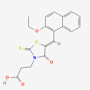 molecular formula C19H17NO4S2 B10815980 (Z)-3-(5-((2-Ethoxynaphthalen-1-yl)methylene)-4-oxo-2-thioxothiazolidin-3-yl)propanoic acid 