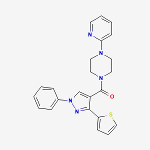 molecular formula C23H21N5OS B10816000 (1-Phenyl-3-(thiophen-2-yl)-1H-pyrazol-4-yl)(4-(pyridin-2-yl)piperazin-1-yl)methanone 