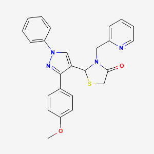 molecular formula C25H22N4O2S B10816028 2-(3-(4-Methoxyphenyl)-1-phenyl-1H-pyrazol-4-yl)-3-(pyridin-2-ylmethyl)thiazolidin-4-one 