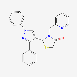 molecular formula C24H20N4OS B10816040 2-(1,3-Diphenyl-1H-pyrazol-4-yl)-3-(pyridin-2-ylmethyl)thiazolidin-4-one 