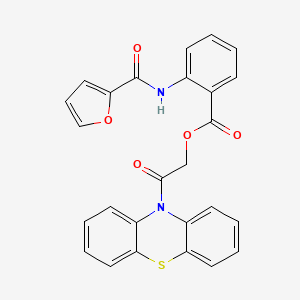 molecular formula C26H18N2O5S B10816061 2-Oxo-2-(10H-phenothiazin-10-yl)ethyl 2-(furan-2-carboxamido)benzoate 