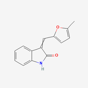 molecular formula C14H11NO2 B10816079 2H-Indol-2-one, 1,3-dihydro-3-[(5-methyl-2-furanyl)methylene]- CAS No. 64259-05-8