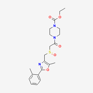 Ethyl 4-(2-(((5-methyl-2-(o-tolyl)oxazol-4-yl)methyl)sulfinyl)acetyl)piperazine-1-carboxylate