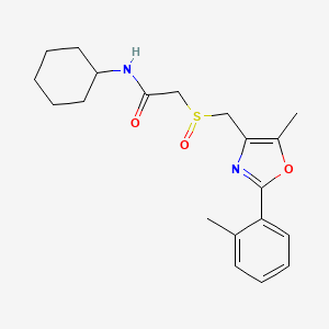 N-cyclohexyl-2-({[5-methyl-2-(2-methylphenyl)-1,3-oxazol-4-yl]methyl}sulfinyl)acetamide