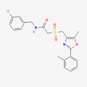 N-(3-Chlorobenzyl)-2-(((5-methyl-2-(o-tolyl)oxazol-4-yl)methyl)sulfonyl)acetamide