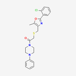 2-[[2-(2-Chlorophenyl)-5-methyl-1,3-oxazol-4-yl]methylsulfanyl]-1-(4-phenylpiperazin-1-yl)ethanone