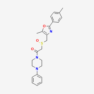 2-(((5-Methyl-2-(p-tolyl)oxazol-4-yl)methyl)sulfinyl)-1-(4-phenylpiperazin-1-yl)ethan-1-one