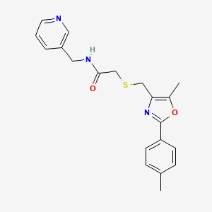 molecular formula C20H21N3O2S B10816283 2-({[5-methyl-2-(4-methylphenyl)-1,3-oxazol-4-yl]methyl}thio)-N-(pyridin-3-ylmethyl)acetamide 