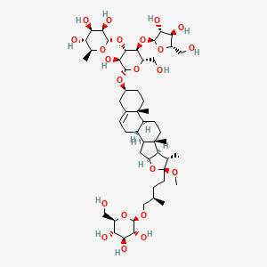 molecular formula C51H84O22 B10817196 (2S,3R,4R,5R,6S)-2-[(2S,3S,4S,5S,6S)-3-[(2S,3R,4R,5S)-3,4-dihydroxy-5-(hydroxymethyl)oxolan-2-yl]oxy-5-hydroxy-2-(hydroxymethyl)-6-[[(1S,2S,4S,6S,7S,8R,9S,12S,13R,16S)-6-methoxy-7,9,13-trimethyl-6-[(3R)-3-methyl-4-[(2R,3R,4S,5S,6R)-3,4,5-trihydroxy-6-(hydroxymethyl)oxan-2-yl]oxybutyl]-5-oxapentacyclo[10.8.0.02,9.04,8.013,18]icos-18-en-16-yl]oxy]oxan-4-yl]oxy-6-methyloxane-3,4,5-triol 