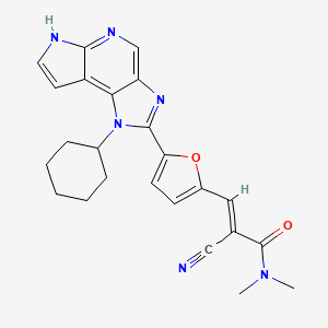 molecular formula C24H24N6O2 B10817288 (E)-2-cyano-3-(5-(1-cyclohexyl-1,6-dihydroimidazo[4,5-d]pyrrolo[2,3-b]pyridin-2-yl)furan-2-yl)-N,N-dimethylacrylamide 