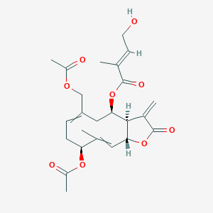 molecular formula C24H30O9 B10817325 [(3aR,4R,9S,11aR)-9-acetyloxy-6-(acetyloxymethyl)-10-methyl-3-methylidene-2-oxo-3a,4,5,8,9,11a-hexahydrocyclodeca[b]furan-4-yl] (E)-4-hydroxy-2-methylbut-2-enoate 