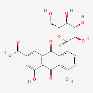 molecular formula C21H18O11 B10817332 4,5-dihydroxy-9,10-dioxo-8-[(2S,3R,4R,5S,6R)-3,4,5-trihydroxy-6-(hydroxymethyl)oxan-2-yl]anthracene-2-carboxylic acid 