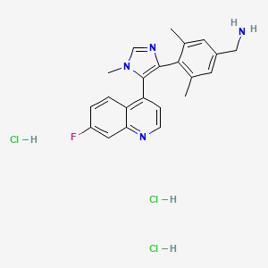 [4-[5-(7-fluoroquinolin-4-yl)-1-methylimidazol-4-yl]-3,5-dimethylphenyl]methanamine;trihydrochloride