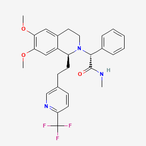 molecular formula C28H30F3N3O3 B10817400 (2R)-2-[(1S)-6,7-dimethoxy-1-[2-[6-(trifluoromethyl)-2-tritiopyridin-3-yl]ethyl]-3,4-dihydro-1H-isoquinolin-2-yl]-N-methyl-2-(2-tritiophenyl)acetamide 