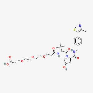 molecular formula C32H46N4O9S B10817444 3-[2-[2-[3-[[1-[4-hydroxy-2-[[4-(4-methyl-1,3-thiazol-5-yl)phenyl]methylcarbamoyl]pyrrolidin-1-yl]-3,3-dimethyl-1-oxobutan-2-yl]amino]-3-oxopropoxy]ethoxy]ethoxy]propanoic acid 