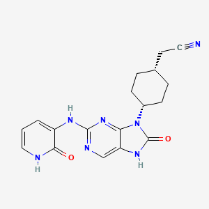 molecular formula C18H19N7O2 B10817576 2-[4-[8-oxo-2-[(2-oxo-1H-pyridin-3-yl)amino]-7H-purin-9-yl]cyclohexyl]acetonitrile 