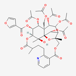 molecular formula C41H47NO19 B10817603 [(1S,3R,18S,19R,20R,21R,22S,23R,25R,26S)-20,22,23,25-tetraacetyloxy-21-(acetyloxymethyl)-26-hydroxy-3,15,26-trimethyl-6,16-dioxo-2,5,17-trioxa-11-azapentacyclo[16.7.1.01,21.03,24.07,12]hexacosa-7(12),8,10-trien-19-yl] furan-3-carboxylate 