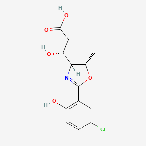 molecular formula C13H14ClNO5 B10817625 (3R)-3-[(4S,5S)-2-(5-chloro-2-hydroxyphenyl)-5-methyl-4,5-dihydro-1,3-oxazol-4-yl]-3-hydroxypropanoic acid 